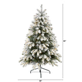 5’ Flocked South Carolina Spruce Artificial Christmas Tree with 300 Clear Lights and 621 Bendable Branches-Christmas Tree-Parc Decor