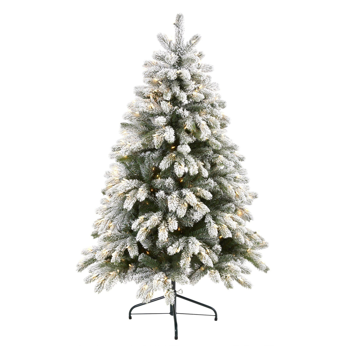 5’ Flocked South Carolina Spruce Artificial Christmas Tree with 300 Clear Lights and 621 Bendable Branches-Christmas Tree-Parc Decor