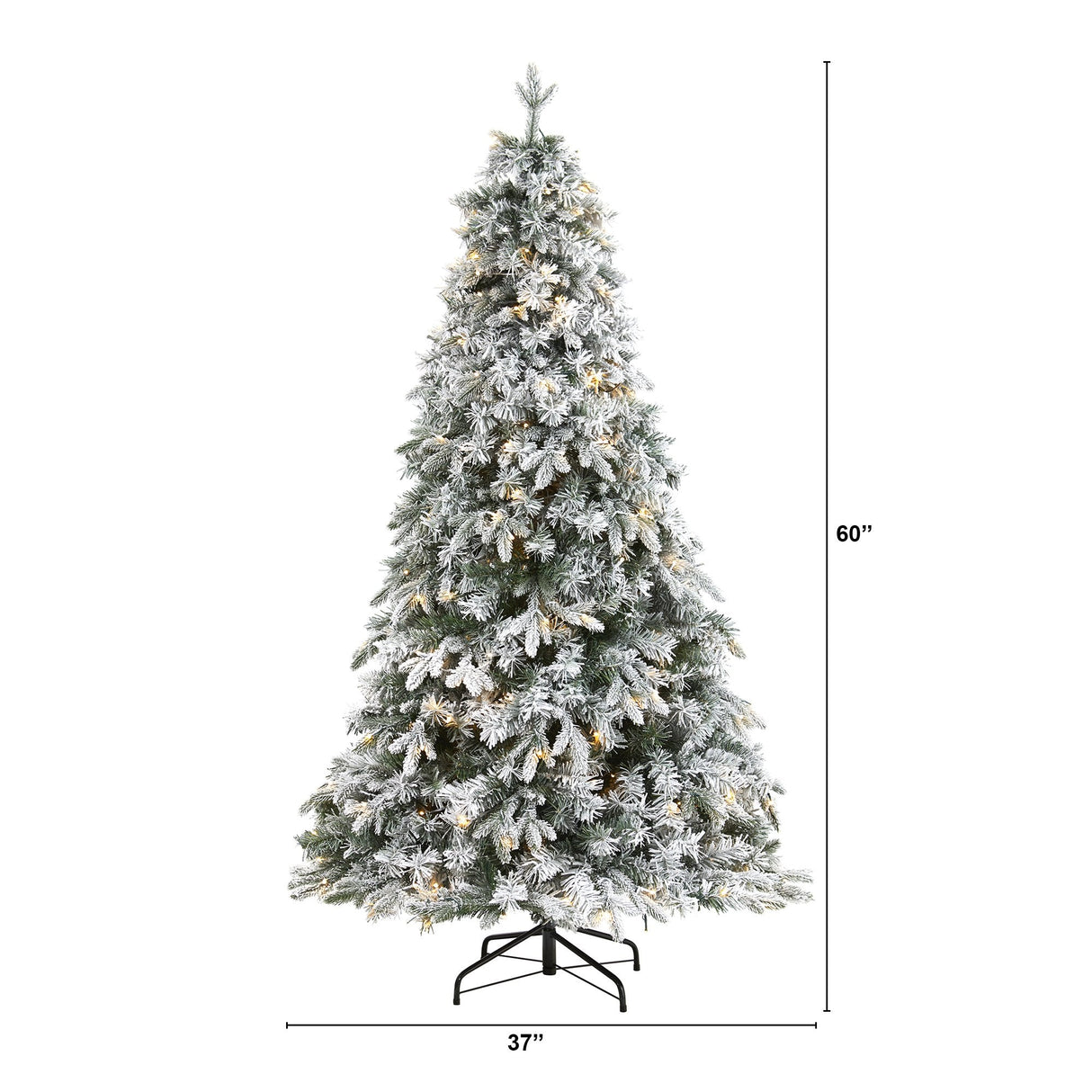 5' Flocked Vermont Mixed Pine Artificial Christmas Tree with 150 Clear LED Lights-Christmas Tree-Parc Decor
