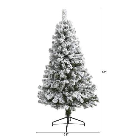 5' Flocked West Virginia Fir Artificial Christmas Tree-Christmas Tree-Parc Decor