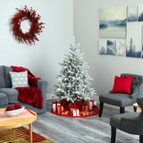 5’ Flocked West Virginia Spruce Artificial Christmas Tree with 200 Clear Lights and 604 Bendable Branches-Christmas Tree-Parc Decor