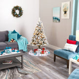 5' Flocked White River Mountain Pine Artificial Christmas Tree with Pinecones and 150 Clear LED Lights-Christmas Tree-Parc Decor