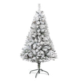5' Flocked White River Mountain Pine Artificial Christmas Tree with Pinecones-Christmas Tree-Parc Decor