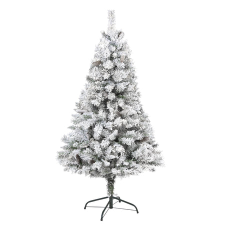 5' Flocked White River Mountain Pine Artificial Christmas Tree with Pinecones-Christmas Tree-Parc Decor