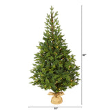 5’ Fraser Fir “Natural Look” Artificial Christmas Tree with 190 Clear LED Lights, a Burlap Base and 1217 Bendable Branches-Christmas Tree-Parc Decor