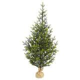 5’ Fraser Fir “Natural Look” Artificial Christmas Tree with 200 Clear LED Lights, a Burlap Base and 853 Bendable Branches-Christmas Tree-Parc Decor