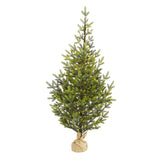 5’ Fraser Fir “Natural Look” Artificial Christmas Tree with 200 Clear LED Lights, a Burlap Base and 853 Bendable Branches-Christmas Tree-Parc Decor