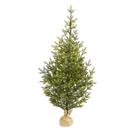 5’ Fraser Fir “Natural Look” Artificial Christmas Tree with 200 Clear LED Lights, a Burlap Base and 853 Bendable Branches-Christmas Tree-Parc Decor