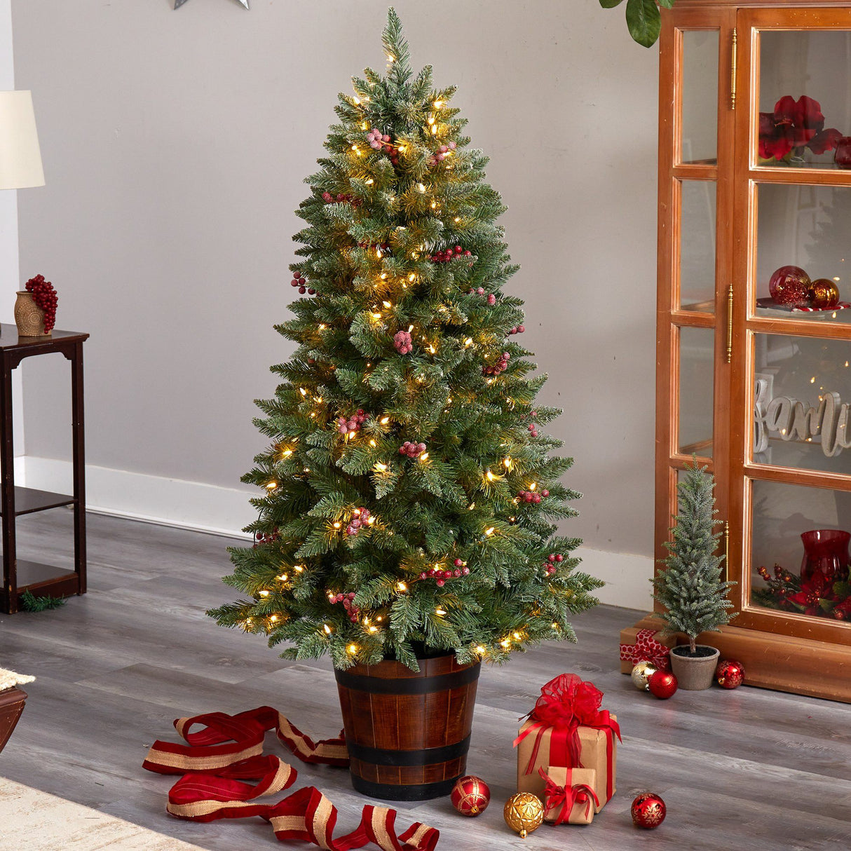 5' Frosted Colorado Aspen Pre-Lit Porch Artificial Christmas Tree-Christmas Tree-Parc Decor