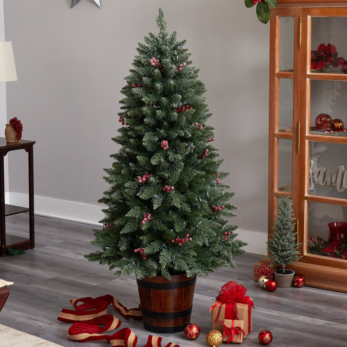 5' Frosted Colorado Aspen Pre-Lit Porch Artificial Christmas Tree-Christmas Tree-Parc Decor