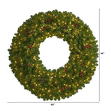 5’ Giant Artificial Christmas Wreath with 280 Warm White Lights and Pine Cones-Wreath-Parc Decor