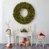 5’ Giant Artificial Christmas Wreath with 280 Warm White Lights and Pine Cones-Wreath-Parc Decor