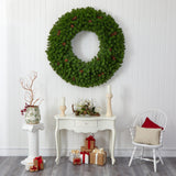 5’ Giant Artificial Christmas Wreath with 280 Warm White Lights and Pine Cones-Wreath-Parc Decor