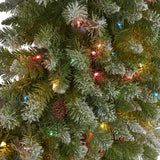5’ Giant Flocked Artificial Christmas with 280 Multicolored Lights and Pine Cones-Wreath-Parc Decor