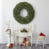 5’ Giant Flocked Artificial Christmas with 280 Multicolored Lights and Pine Cones-Wreath-Parc Decor