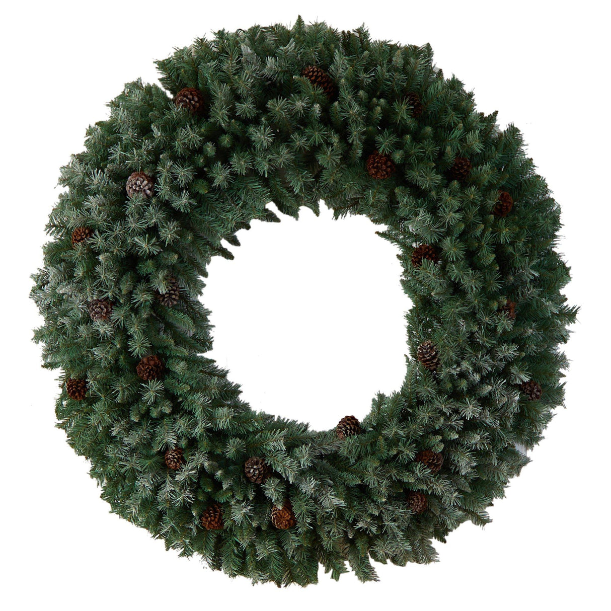 5’ Giant Flocked Christmas Wreath with Pinecones, 400 Clear LED Lights and 760 Bendable Branches-Wreath-Parc Decor