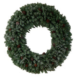 5’ Giant Flocked Christmas Wreath with Pinecones, 400 Clear LED Lights and 760 Bendable Branches-Wreath-Parc Decor