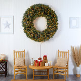 5’ Giant Flocked Christmas Wreath with Pinecones, 400 Clear LED Lights and 760 Bendable Branches-Wreath-Parc Decor