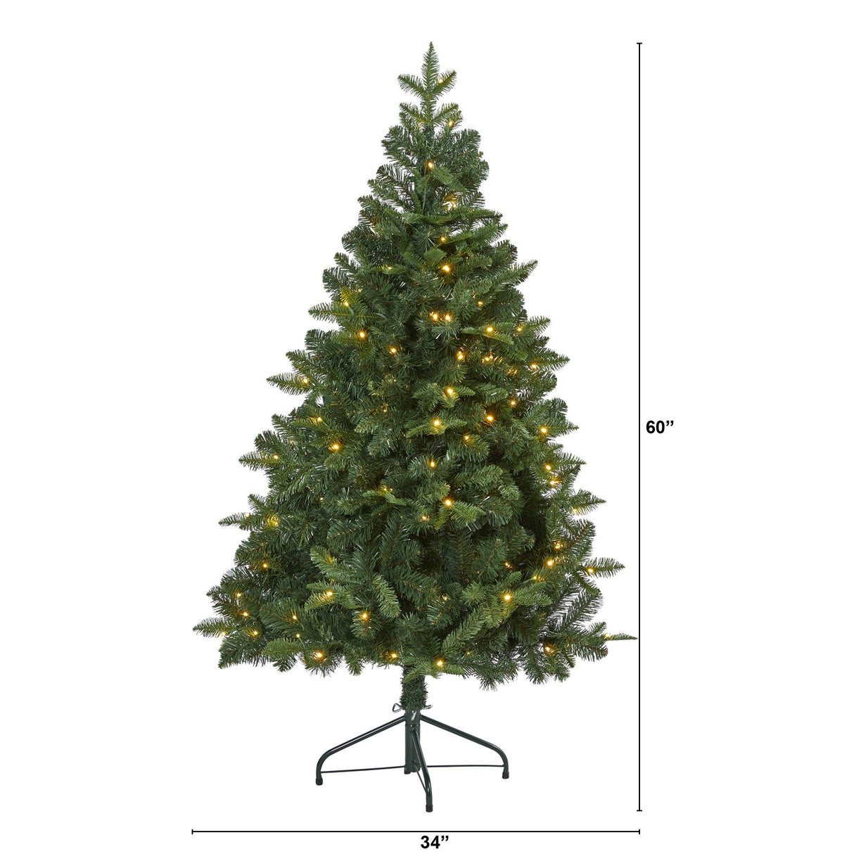 5’ Grand Teton Spruce Flat Back Artificial Christmas Tree with 120 Clear LED Lights and 514 Bendable Branches-Christmas Tree-Parc Decor