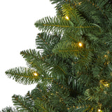 5’ Grand Teton Spruce Flat Back Artificial Christmas Tree with 120 Clear LED Lights and 514 Bendable Branches-Christmas Tree-Parc Decor