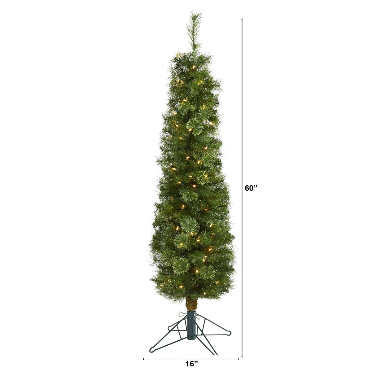 5' Green Pencil Artificial Christmas Tree with 100 Clear (Multifunction) LED Lights and 198 Bendable Branches-Christmas Tree-Parc Decor