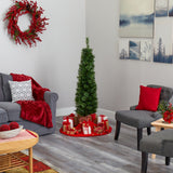 5' Green Pencil Artificial Christmas Tree with 100 Clear (Multifunction) LED Lights and 198 Bendable Branches-Christmas Tree-Parc Decor