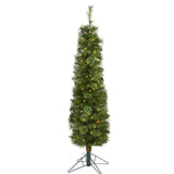 5' Green Pencil Artificial Christmas Tree with 100 Clear (Multifunction) LED Lights and 198 Bendable Branches-Christmas Tree-Parc Decor