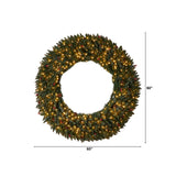 5’ Large Flocked Wreath with Pinecones, Berries, 400 Clear LED Lights and 820 Bendable Branches-Wreath-Parc Decor