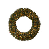 5’ Large Flocked Wreath with Pinecones, Berries, 400 Clear LED Lights and 820 Bendable Branches-Wreath-Parc Decor