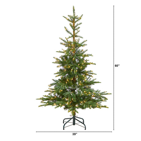 5’ Layered Washington Spruce Christmas Tree with 200 Clear Lights and 385 Bendable Branches-Christmas Tree-Parc Decor