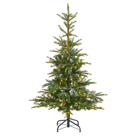 5’ Layered Washington Spruce Christmas Tree with 200 Clear Lights and 385 Bendable Branches-Christmas Tree-Parc Decor