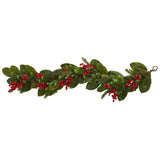 5’ Magnolia Berry Pine Artificial Garland-Garland-Parc Decor