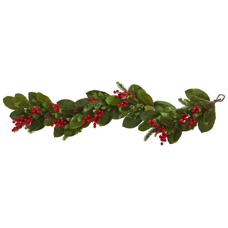 5’ Magnolia Berry Pine Artificial Garland-Garland-Parc Decor