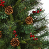 5’ Mixed Pine Artificial Christmas Tree with 150 Clear LED Lights, Pine Cones and Berries-Christmas Tree-Parc Decor