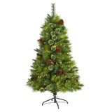 5’ Montana Mixed Pine Artificial Christmas Tree with Pine Cones, Berries and 250 Clear LED Lights-Christmas Tree-Parc Decor
