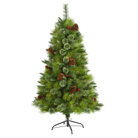 5’ Montana Mixed Pine Artificial Christmas Tree with Pine Cones, Berries and 510 Bendable Branches-Christmas Tree-Parc Decor