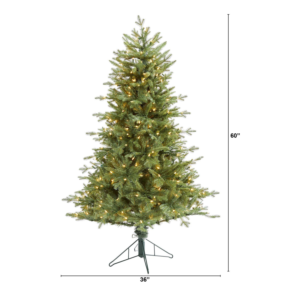 5' New Hampshire Spruce Artificial Christmas Tree with 300 Warm White Lights and 618 Bendable Branches-Christmas Tree-Parc Decor