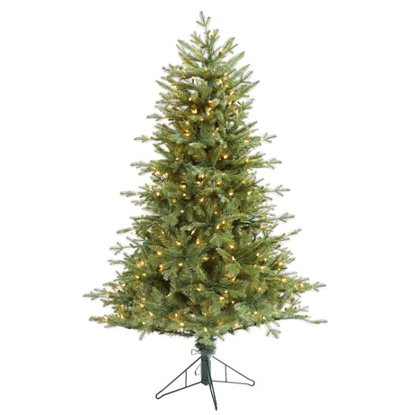 5' New Hampshire Spruce Artificial Christmas Tree with 300 Warm White Lights and 618 Bendable Branches-Christmas Tree-Parc Decor