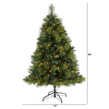 5’ North Carolina Mixed Pine Artificial Christmas Tree with 200 Warm White LED Lights, 711 Bendable Branches and Pinecones-Christmas Tree-Parc Decor
