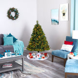 5’ North Carolina Mixed Pine Artificial Christmas Tree with 200 Warm White LED Lights, 711 Bendable Branches and Pinecones-Christmas Tree-Parc Decor