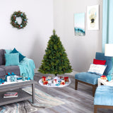 5’ North Carolina Mixed Pine Artificial Christmas Tree with 200 Warm White LED Lights, 711 Bendable Branches and Pinecones-Christmas Tree-Parc Decor