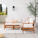 5-Piece Modern Chevron Acacia Outdoor Corner Sectional-Outdoor-Parc Decor