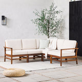 5-Piece Modern Chevron Acacia Outdoor Corner Sectional-Outdoor-Parc Decor