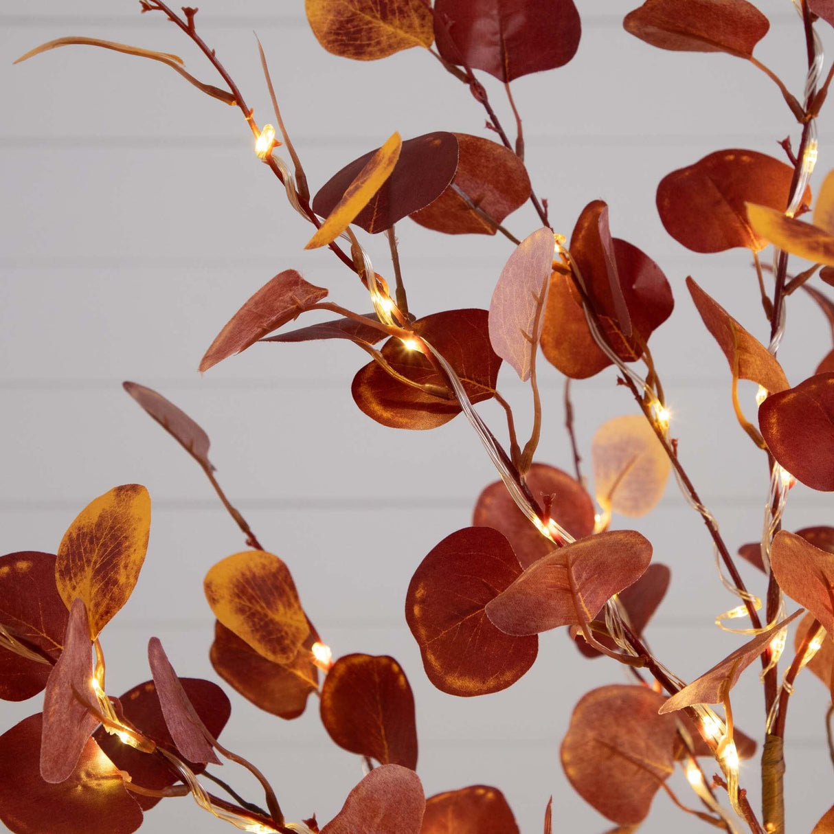 5’ Pre-Lit Autumn Eucalyptus Artificial Fall Tree with 220 Warm White LED Lights-Tree-Parc Decor