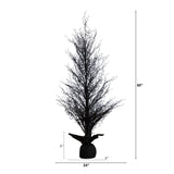 5’ Pre-Lit Halloween Black Twig Artificial Fall Tree in Burlap Planter with 85 Warm White LED Lights-Tree-Parc Decor