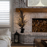 5’ Pre-Lit Halloween Black Twig Artificial Fall Tree in Burlap Planter with 85 Warm White LED Lights-Tree-Parc Decor
