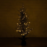 5’ Pre-Lit Halloween Black Twig Artificial Fall Tree in Burlap Planter with 85 Warm White LED Lights-Tree-Parc Decor