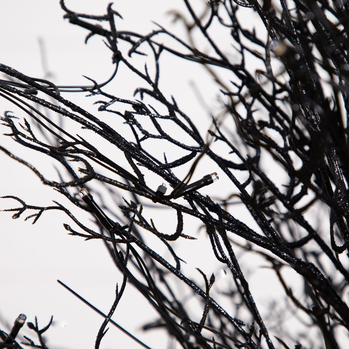 5’ Pre-Lit Halloween Black Twig Artificial Fall Tree in Burlap Planter with 85 Warm White LED Lights-Tree-Parc Decor