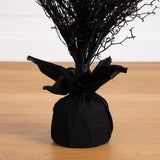 5’ Pre-Lit Halloween Black Twig Artificial Fall Tree in Burlap Planter with 85 Warm White LED Lights-Tree-Parc Decor