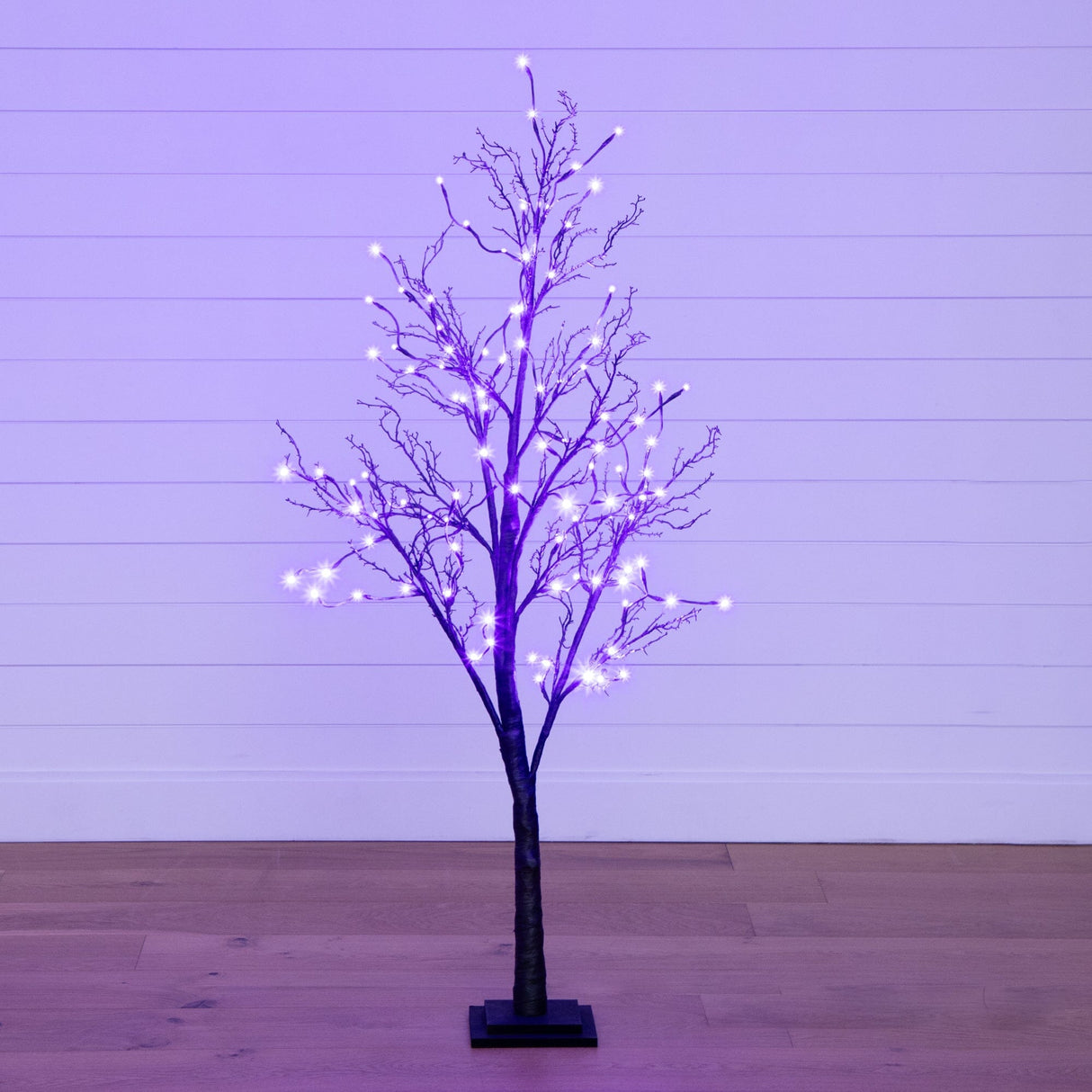 5’ Pre-Lit Halloween Deluxe Black Twig Artificial Tree with 102 Orange & Purple LED Lights-Tree-Parc Decor